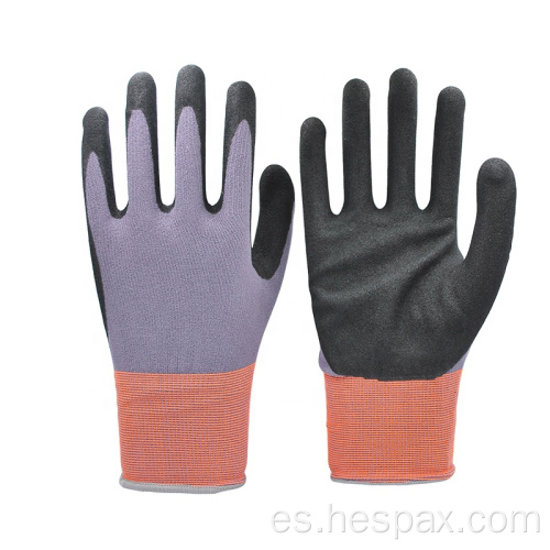 Guantes de trabajo recubiertos con nitrilo resistente a aceite anti-Slip Hespax